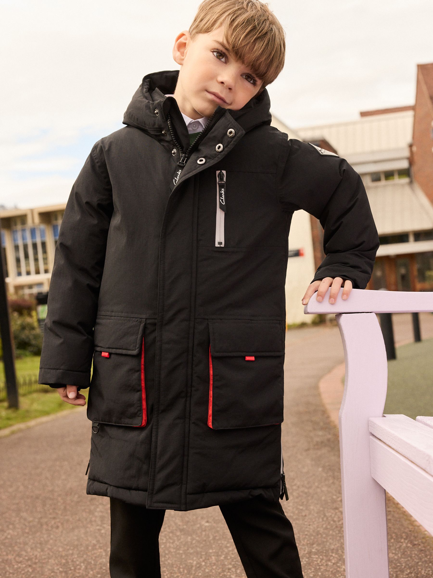 Buy Clarks Black Boys Black Waterproof Parka Coat from Next Luxembourg