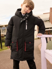 Clarks Black Boys Black Waterproof Parka Coat - Image 1 of 9