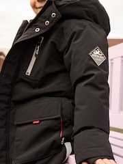 Clarks Black Boys Black Waterproof Parka Coat - Image 4 of 9