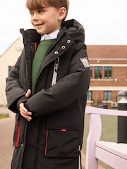 Clarks Black Boys Black Waterproof Parka Coat - Image 5 of 9