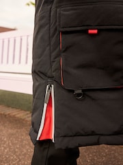 Clarks Black Boys Black Waterproof Parka Coat - Image 6 of 9