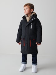 Clarks Black Boys Black Waterproof Parka Coat - Image 8 of 9