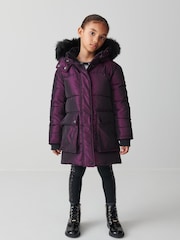 Clarks Purple Girls Puffer Coat - Image 1 of 9