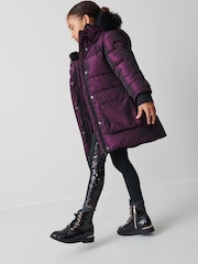 Clarks Purple Girls Puffer Coat - Image 3 of 9