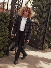 Clarks Black Longline Shower Resistant Puffer Coat - Image 2 of 16