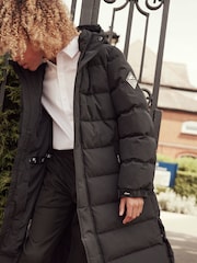 Clarks Black Longline Shower Resistant Puffer Coat - Image 3 of 16