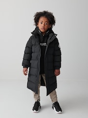 Clarks Black Longline Shower Resistant Puffer Coat - Image 5 of 16