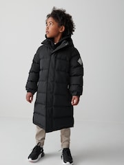 Clarks Black Longline Shower Resistant Puffer Coat - Image 6 of 16