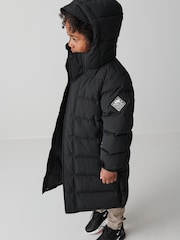 Clarks Black Longline Shower Resistant Puffer Coat - Image 7 of 16