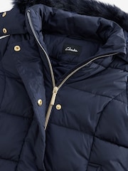 Clarks Navy Blue Girls Longline Puffer Coat - Image 10 of 14