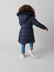 Clarks Navy Blue Girls Longline Puffer Coat - Image 2 of 14