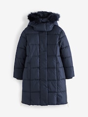 Clarks Navy Blue Girls Longline Puffer Coat - Image 6 of 14