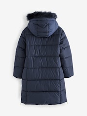 Clarks Navy Blue Girls Longline Puffer Coat - Image 7 of 14