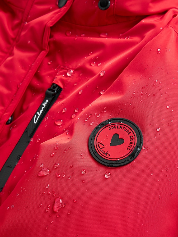 Clarks Red Waterproof Girls Parka Coat - Image 13 of 13