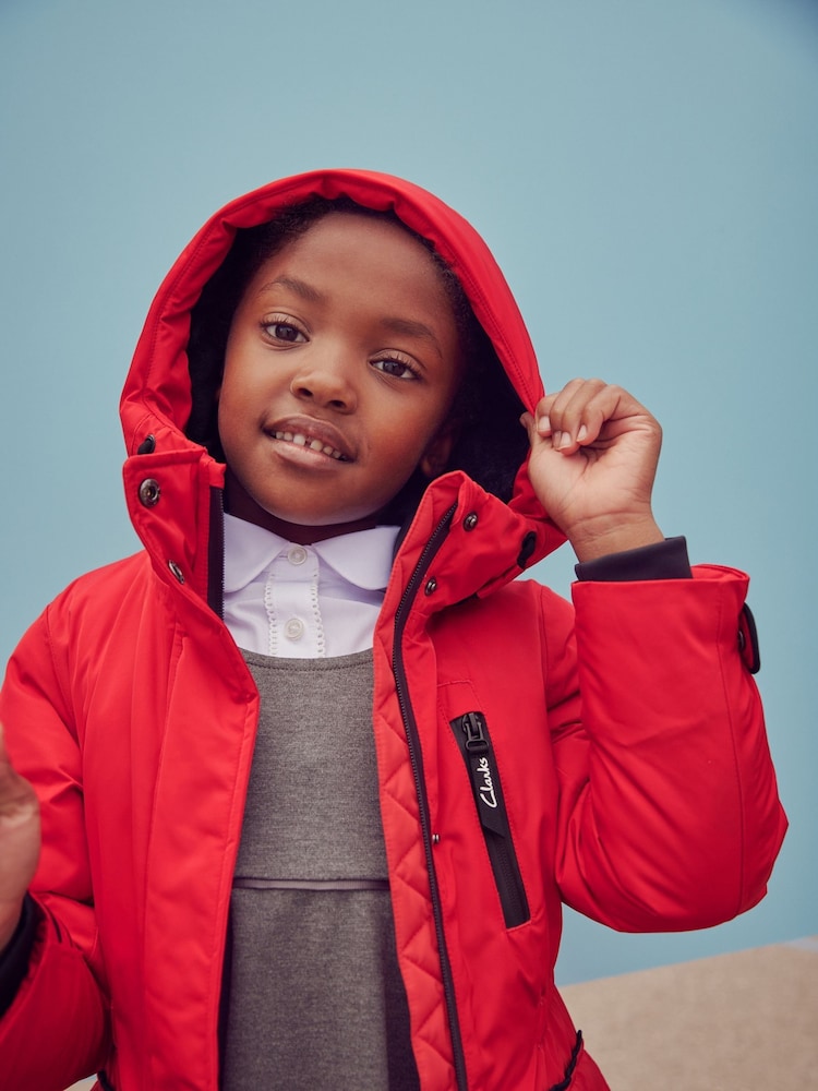 Clarks Red Waterproof Girls Parka Coat - Image 2 of 13