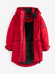 Clarks Red Waterproof Girls Parka Coat - Image 7 of 13