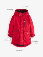 Clarks Red Waterproof Girls Parka Coat - Image 9 of 13