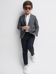 Reiss Navy/Brown Puppytooth Progress Puppytooth Single Breasted Blazer - Image 1 of 8