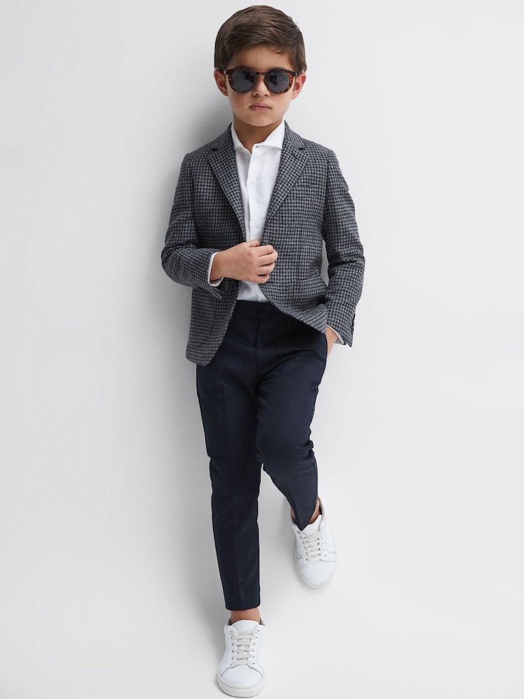 Reiss Navy/Brown Puppytooth Progress Puppytooth Single Breasted Blazer - Image 1 of 8