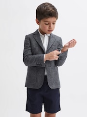 Reiss Navy/Brown Puppytooth Progress Puppytooth Single Breasted Blazer - Image 3 of 8