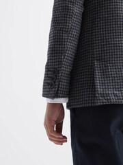 Reiss Navy/Brown Puppytooth Progress Puppytooth Single Breasted Blazer - Image 4 of 8