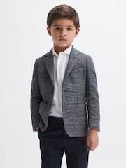 Reiss Navy/Brown Puppytooth Progress Puppytooth Single Breasted Blazer - Image 6 of 8