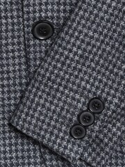 Reiss Navy/Brown Puppytooth Progress Puppytooth Single Breasted Blazer - Image 8 of 8