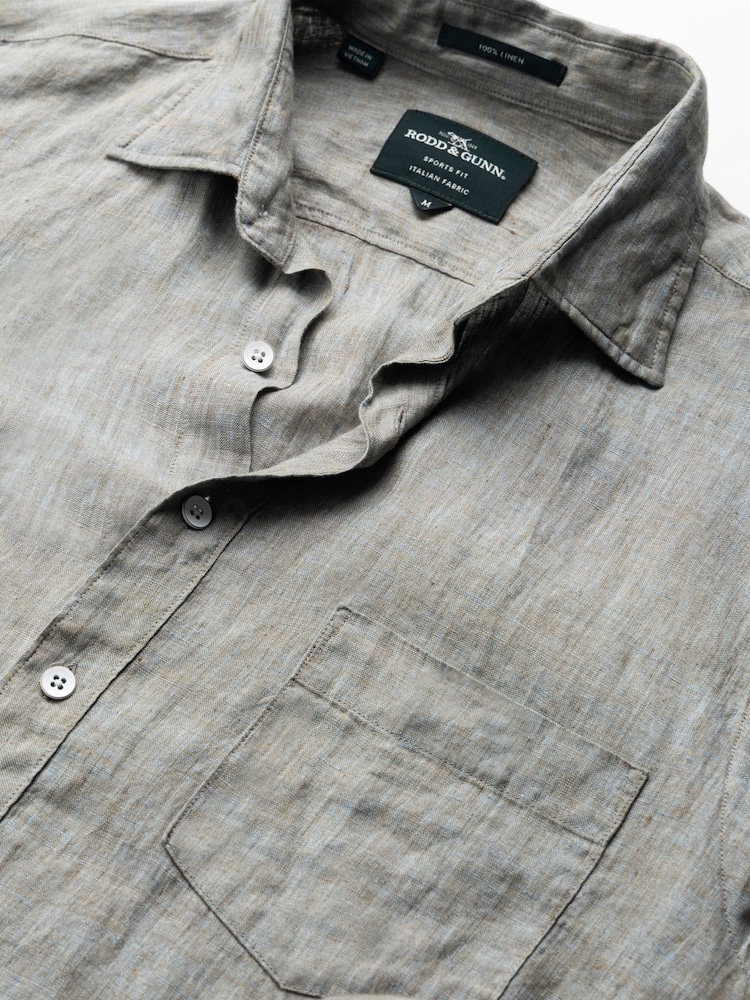 Rodd & Gunn Grey Coromandel Sports Fit Shirt - Image 5 of 5
