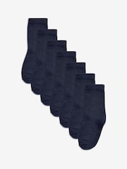 Navy Blue 7 Pack Cotton Rich Socks - Image 1 of 2