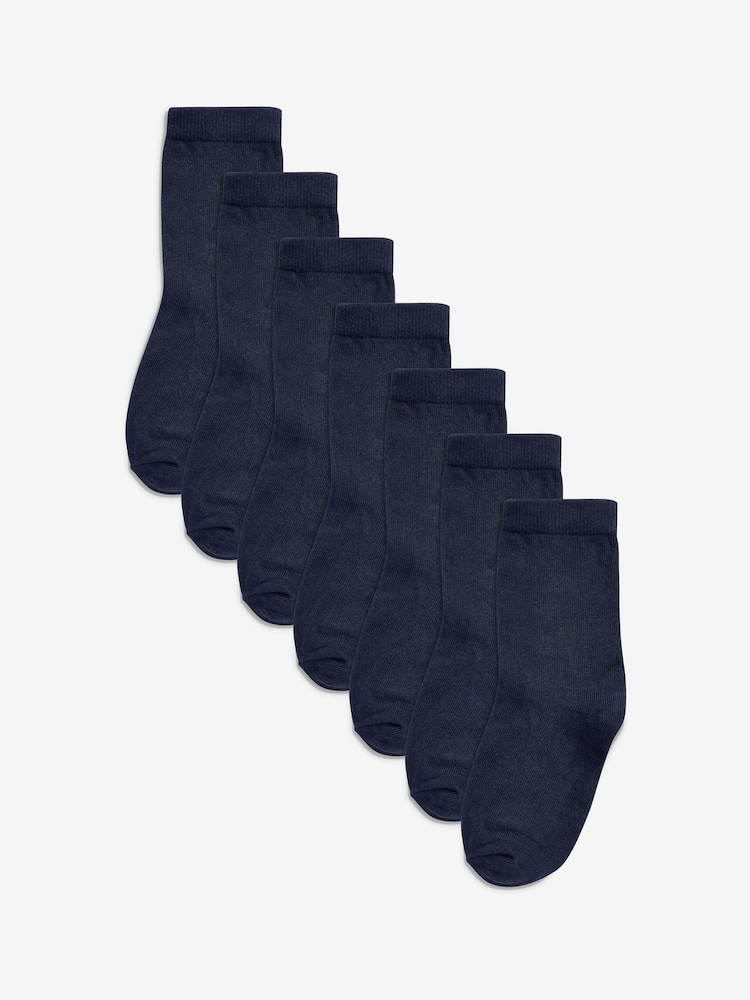 Navy Blue 7 Pack Cotton Rich Socks - Image 1 of 2
