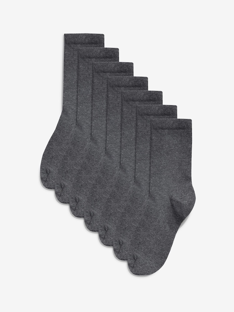 Grey 7 Pack Cotton Rich Socks - Image 1 of 4
