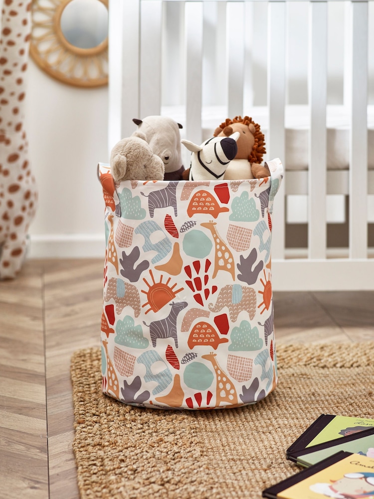 Multi Safari Wipeable Fold Down Printed Laundry Basket - Image 2 of 4