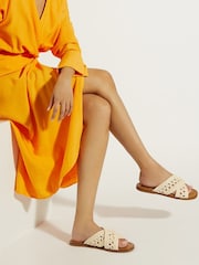 Dune London Natural Level Crochet Flat Sandals - Image 2 of 6