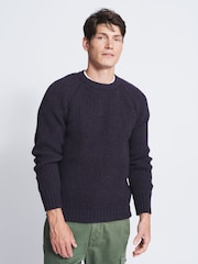 Aubin Grey Crail Fisherman Rib Crew Neck Jumper - Image 1 of 5