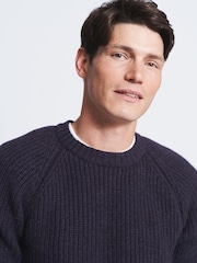 Aubin Grey Crail Fisherman Rib Crew Neck Jumper - Image 3 of 5