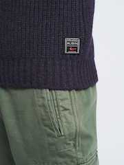 Aubin Grey Crail Fisherman Rib Crew Neck Jumper - Image 4 of 5
