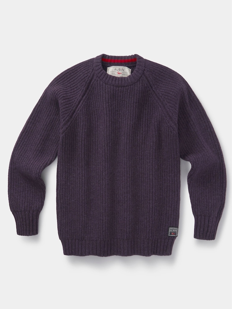 Aubin Grey Crail Fisherman Rib Crew Neck Jumper - Image 5 of 5