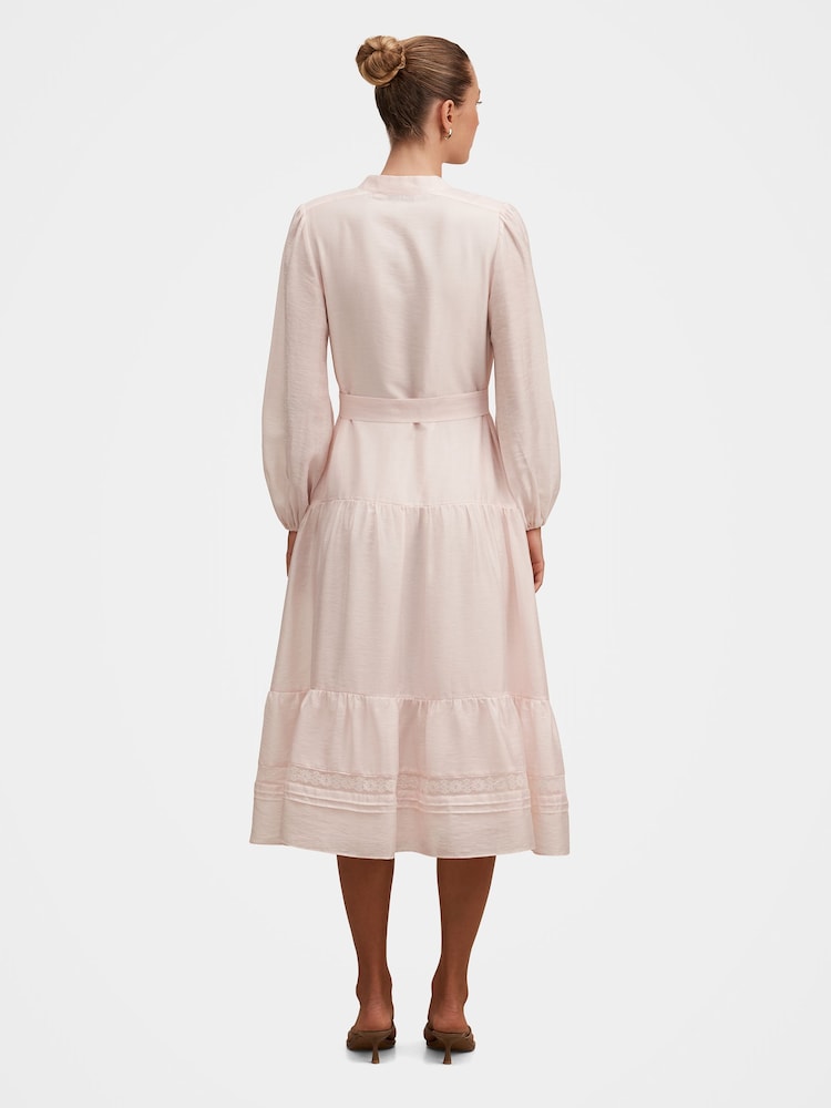 Forever New Pink Rachel Lace Trim Contains Linen Midi Dress - Image 2 of 4