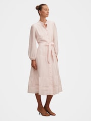Forever New Pink Rachel Lace Trim Contains Linen Midi Dress - Image 4 of 4