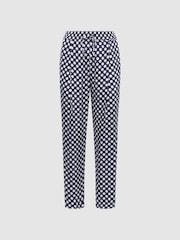 Reiss Navy/White Ezra Petite Polka Dot Drawstring Tapered Trousers - Image 2 of 6