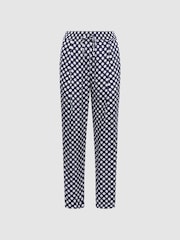 Reiss Navy/White Ezra Polka Dot Drawstring Tapered Trousers - Image 2 of 5