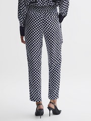 Reiss Navy/White Ezra Polka Dot Drawstring Tapered Trousers - Image 5 of 5