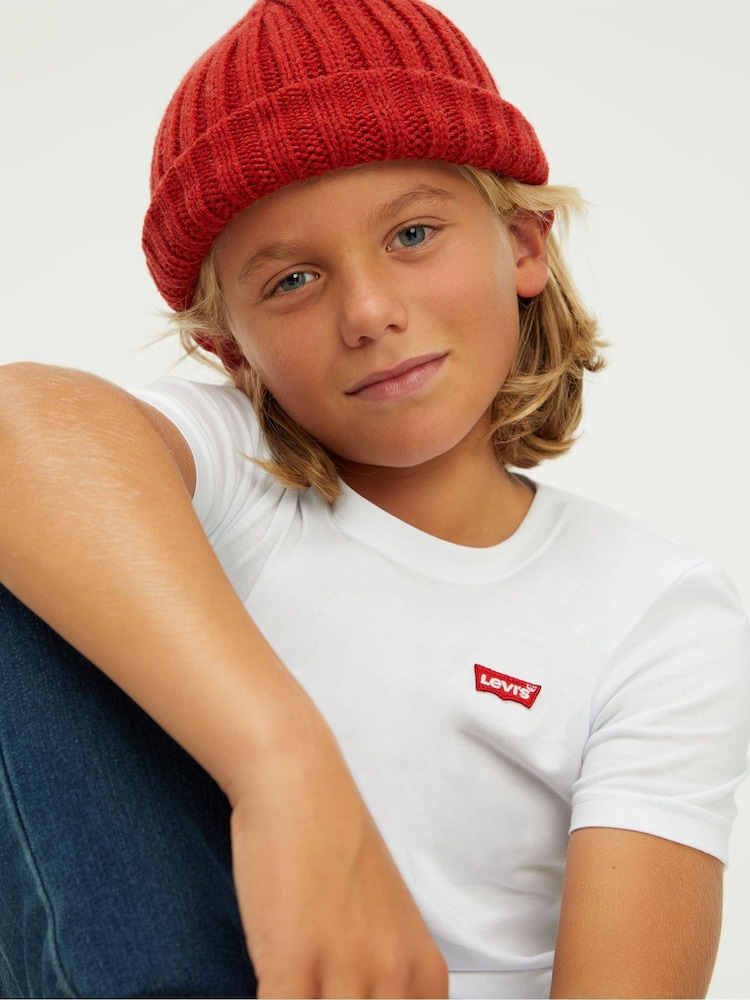 أبيض - تيشرت قطني 100% بشعار صغير بتصميم جناح الخفاش على الصدر من Levi's® - صورة 2 من 5