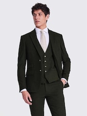 MOSS Khaki Green Slim Fit Donegal Tweed Suit Jacket - Image 1 of 8