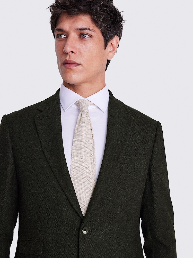 MOSS Khaki Green Slim Fit Donegal Tweed Suit Jacket - Image 6 of 8