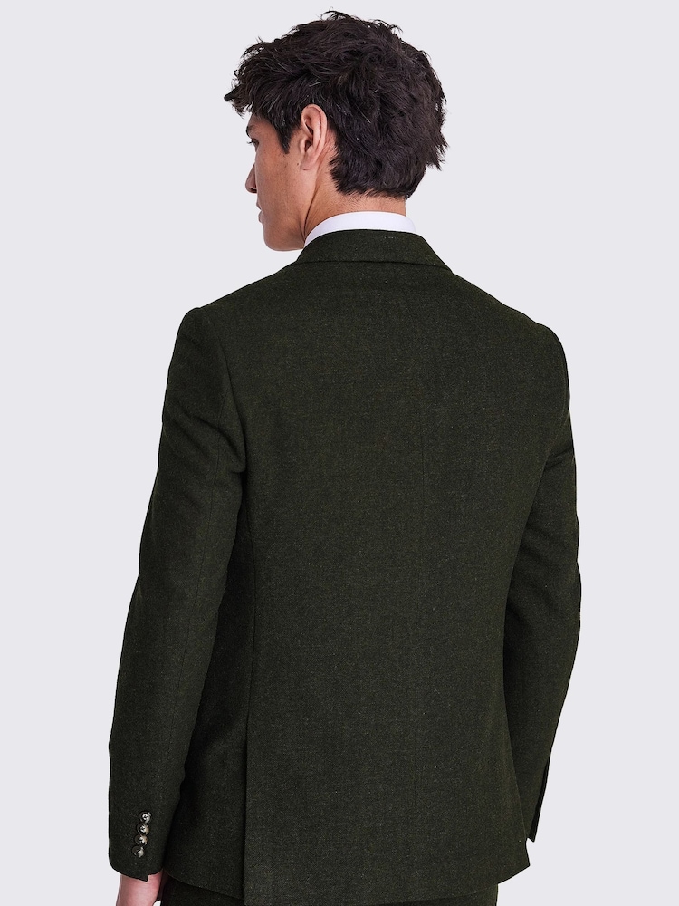 MOSS Khaki Green Slim Fit Donegal Tweed Suit Jacket - Image 7 of 8