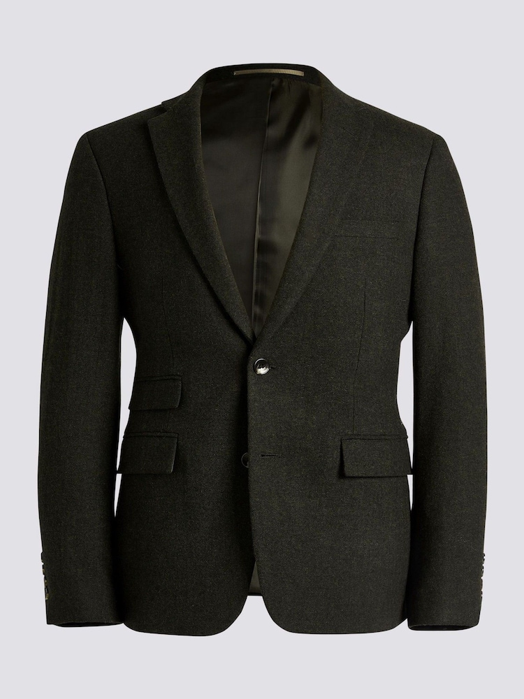 MOSS Khaki Slim Fit Donegal Tweed Suit Jacket - Image 9 of 9 MOSS Khaki Slim Fit Donegal Tweed Suit Jacket - Image 9 of 9
