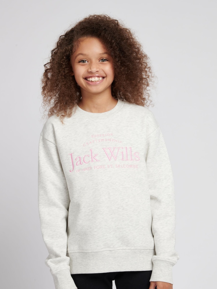 Jack Wills Cream Script Crew Sweat Top - Image 1 of 6