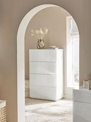 White Sloane Glass 4 Drawer Collection Luxe Chest of Drawers - Image 2 of 9