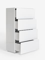 White Sloane Glass 4 Drawer Collection Luxe Chest of Drawers - Image 6 of 9